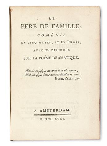DIDEROT, DENIS.  Le Père de Famille. 1758 + GOLDONI, CARLO. Le Père de Famille. 1758 + GOLDONI, CARLO. Le Véritable Ami. 1758